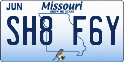 MO license plate SH8F6Y