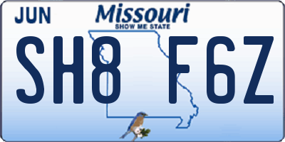 MO license plate SH8F6Z