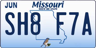 MO license plate SH8F7A