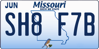 MO license plate SH8F7B