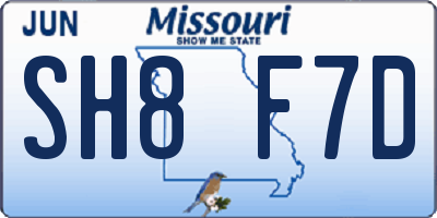 MO license plate SH8F7D