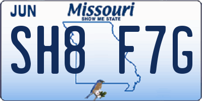 MO license plate SH8F7G