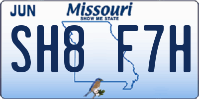 MO license plate SH8F7H