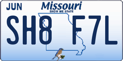 MO license plate SH8F7L