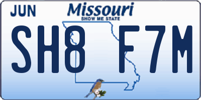 MO license plate SH8F7M