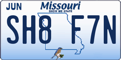 MO license plate SH8F7N