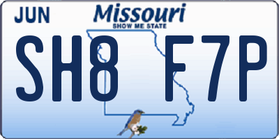 MO license plate SH8F7P
