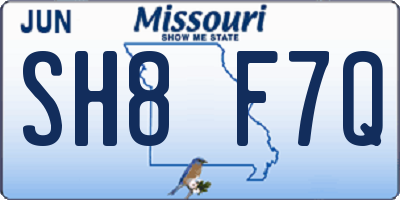 MO license plate SH8F7Q