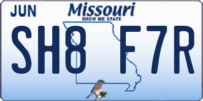 MO license plate SH8F7R