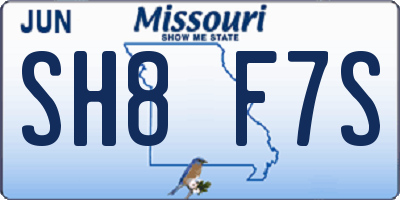 MO license plate SH8F7S