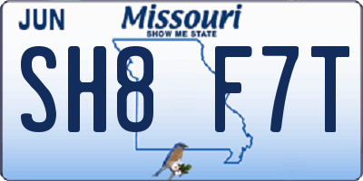 MO license plate SH8F7T