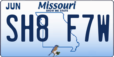 MO license plate SH8F7W