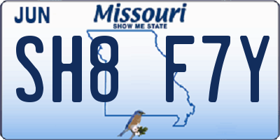 MO license plate SH8F7Y