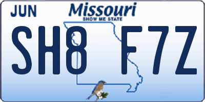 MO license plate SH8F7Z