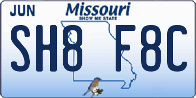 MO license plate SH8F8C