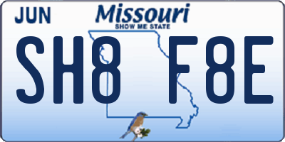 MO license plate SH8F8E
