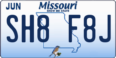 MO license plate SH8F8J