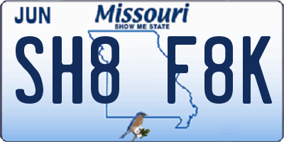 MO license plate SH8F8K