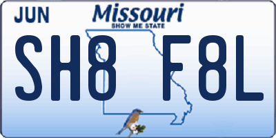 MO license plate SH8F8L