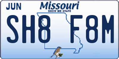 MO license plate SH8F8M