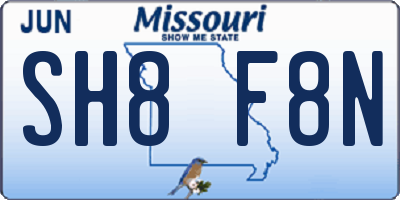 MO license plate SH8F8N