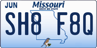 MO license plate SH8F8Q