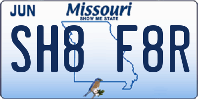 MO license plate SH8F8R