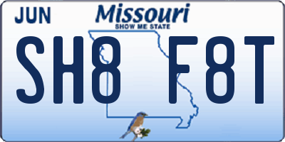 MO license plate SH8F8T