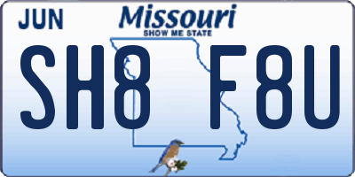 MO license plate SH8F8U