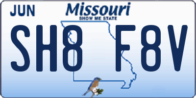 MO license plate SH8F8V