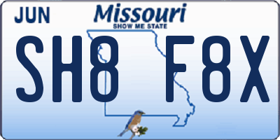 MO license plate SH8F8X