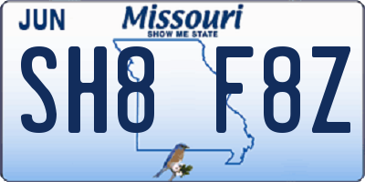 MO license plate SH8F8Z