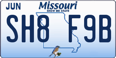 MO license plate SH8F9B
