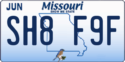 MO license plate SH8F9F