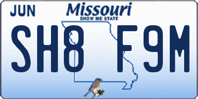 MO license plate SH8F9M