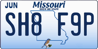 MO license plate SH8F9P