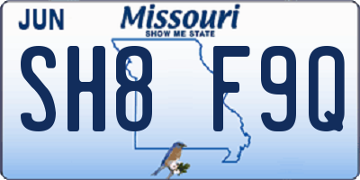 MO license plate SH8F9Q
