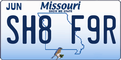 MO license plate SH8F9R