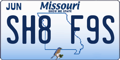 MO license plate SH8F9S
