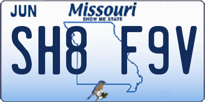 MO license plate SH8F9V