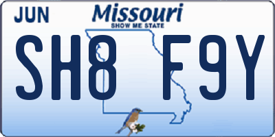 MO license plate SH8F9Y