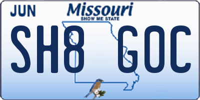MO license plate SH8G0C