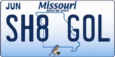 MO license plate SH8G0L