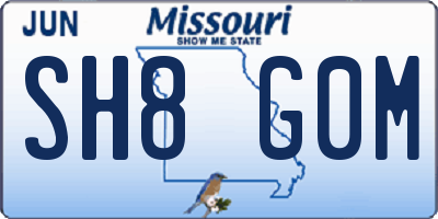 MO license plate SH8G0M