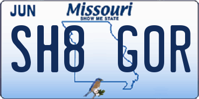 MO license plate SH8G0R