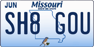 MO license plate SH8G0U