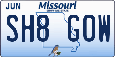 MO license plate SH8G0W
