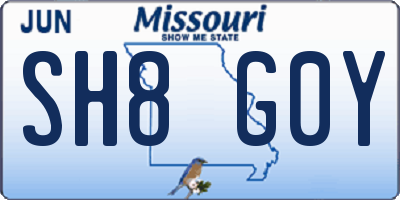 MO license plate SH8G0Y