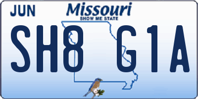 MO license plate SH8G1A