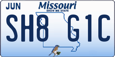 MO license plate SH8G1C